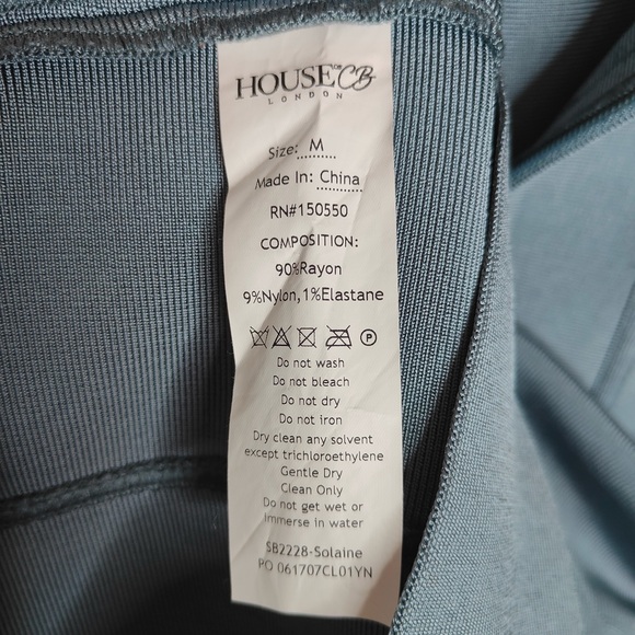 House of CB Women’s Size M Slate Blue Solaine Off Shoulder Bandage Bodycon Dress - Picture 9 of 12